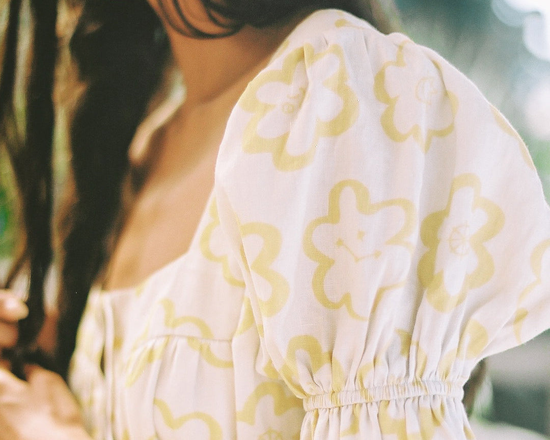 By S-kin | Kaleidoscope Linen Dress in Sun | Sustainable Melbourne Label